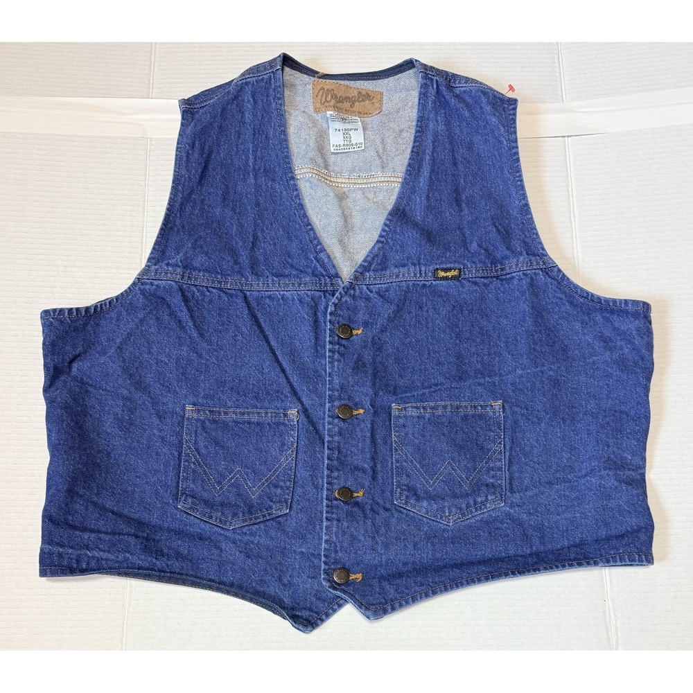 WRANGLER - Men's VTG Denim Jean Vest - Button Ranch Cowboy Western - XXL 2XL
